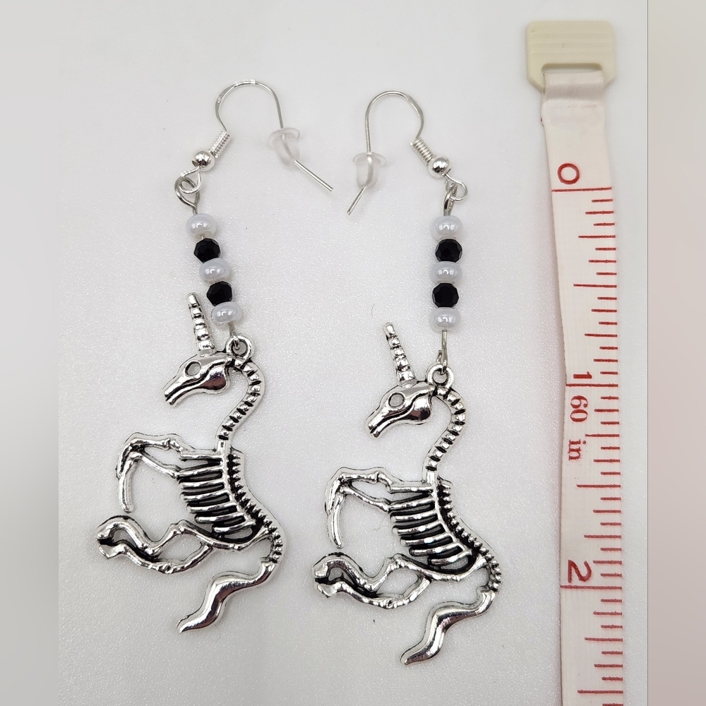 Unicorn Skeleton Earrings